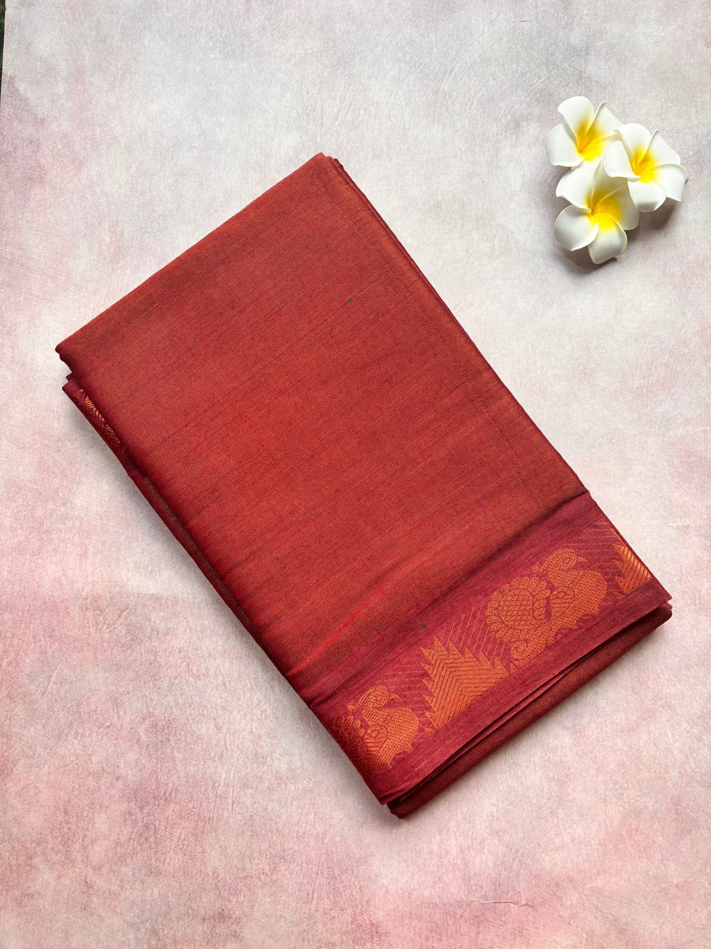Copper maroon Tissue sungudi sarees