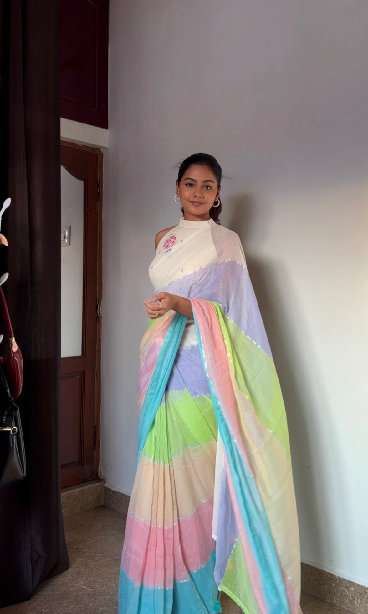 Multicolour Mulmul Saree | prebook | TLL166
