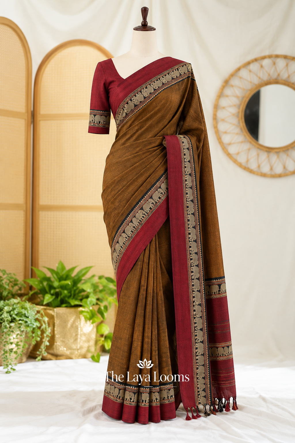Narayanpet Cotton Saree Mustard Yellow | TLL463