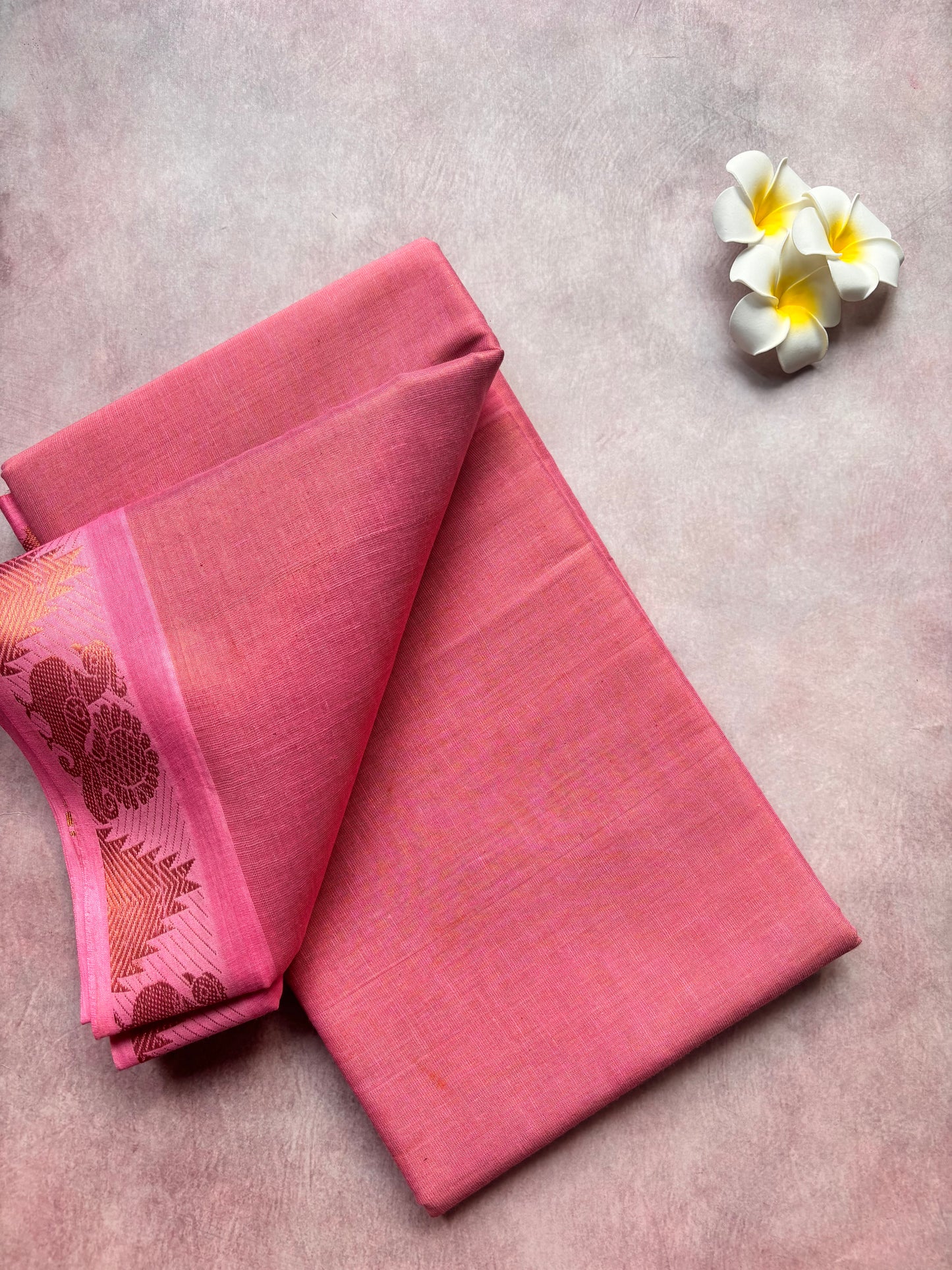 Pink tissue sungudi saree