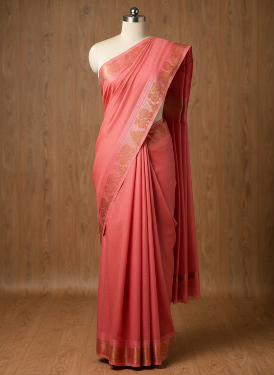 Pink tissue sungudi saree