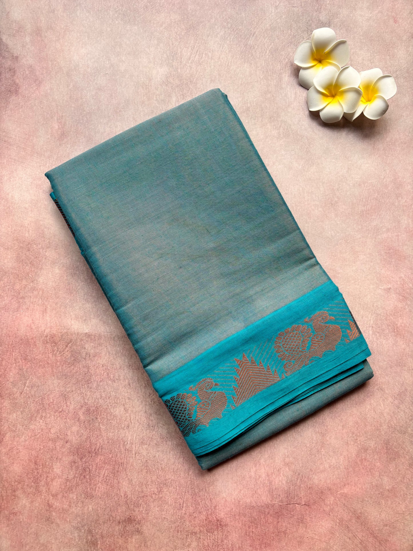 Sky blue tissue sungudi saree