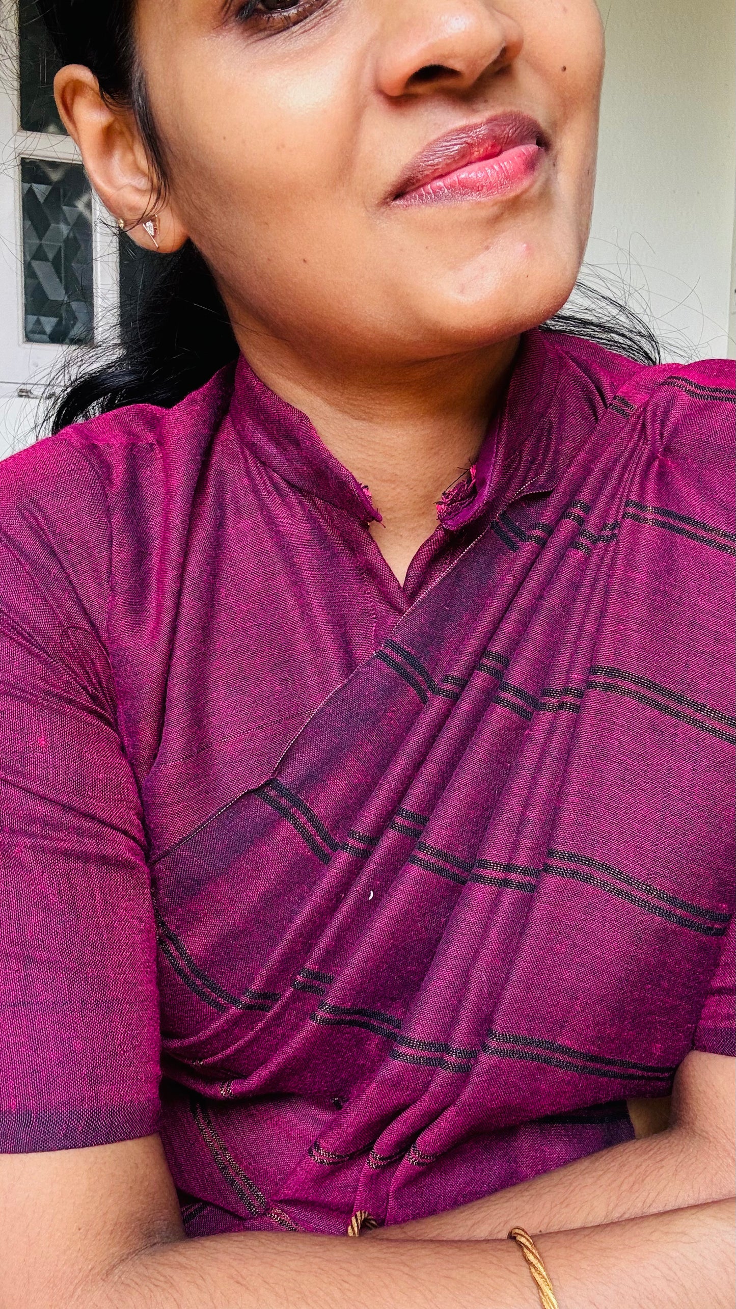 Khadi cotton | The deep wine with golden stripes