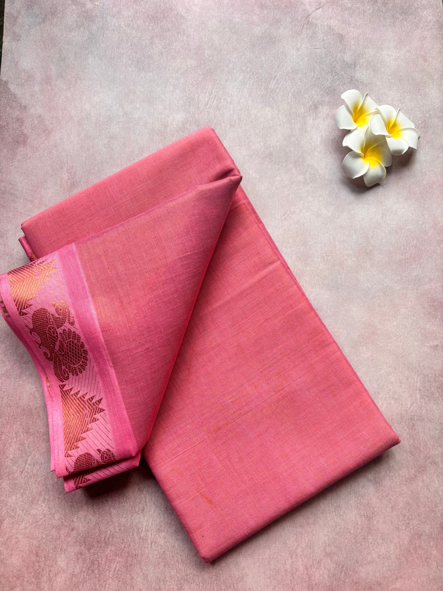 Pink tissue sungudi saree