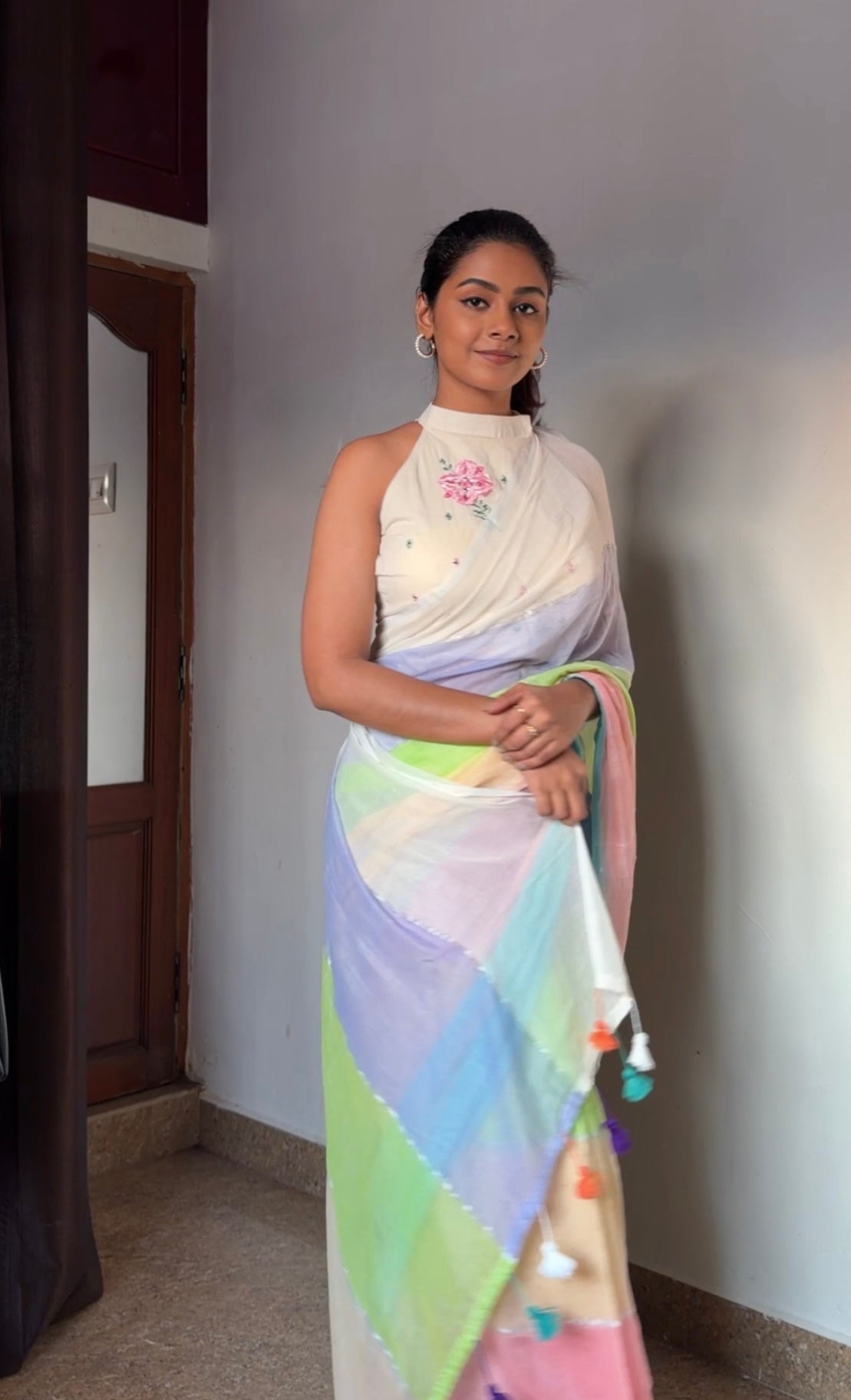 Multicolour Mulmul Saree | prebook | TLL166