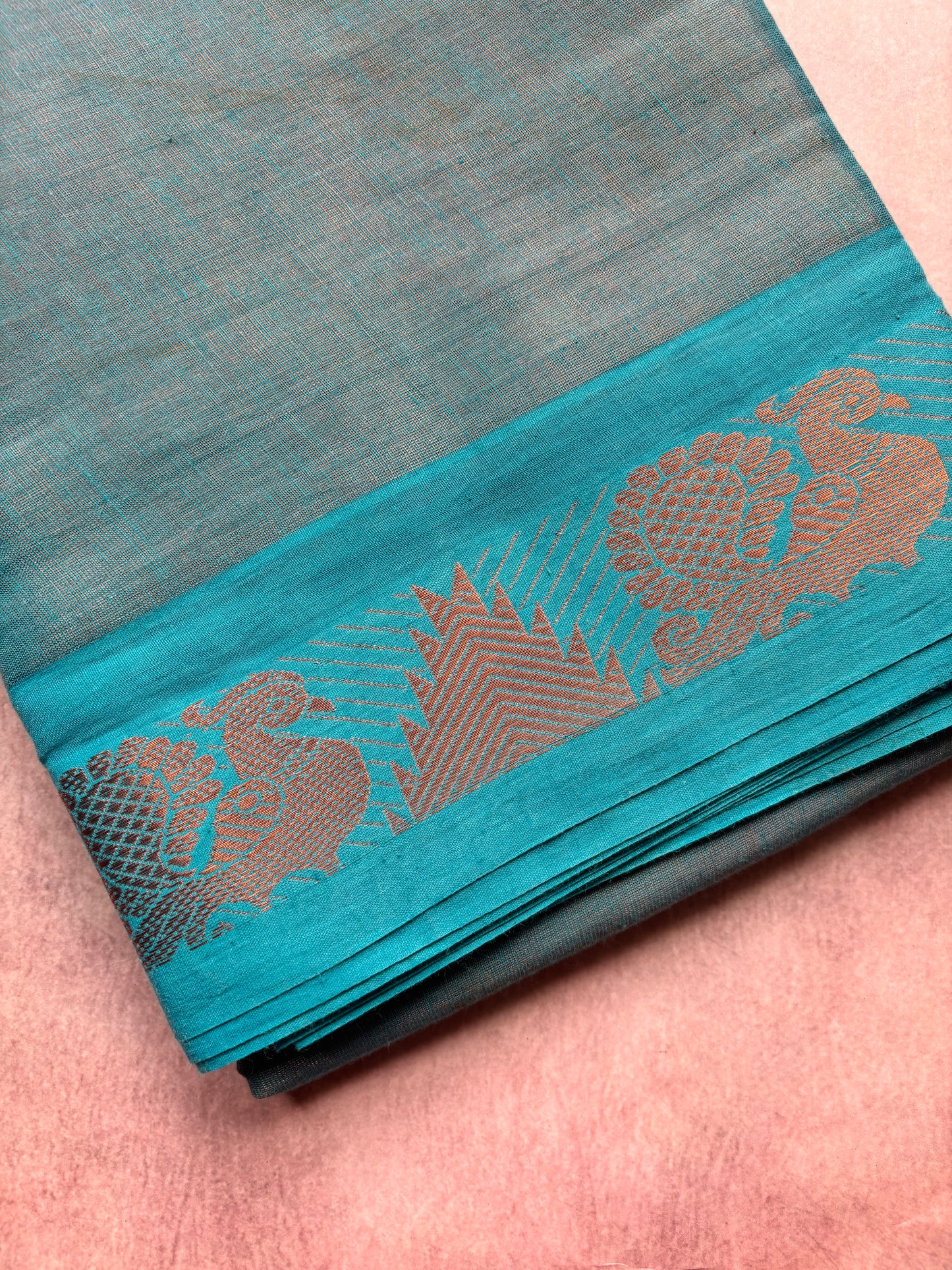 Sky blue tissue sungudi saree