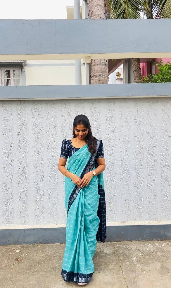 Ice blue kattam sungudi