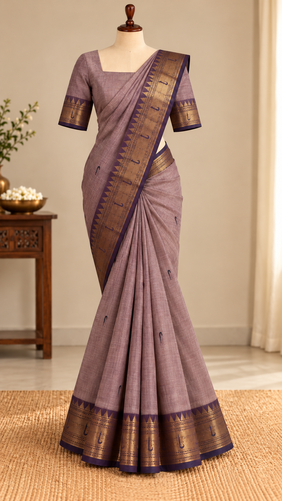 Kanchi Cotton Saree Rose Brown | TLL658