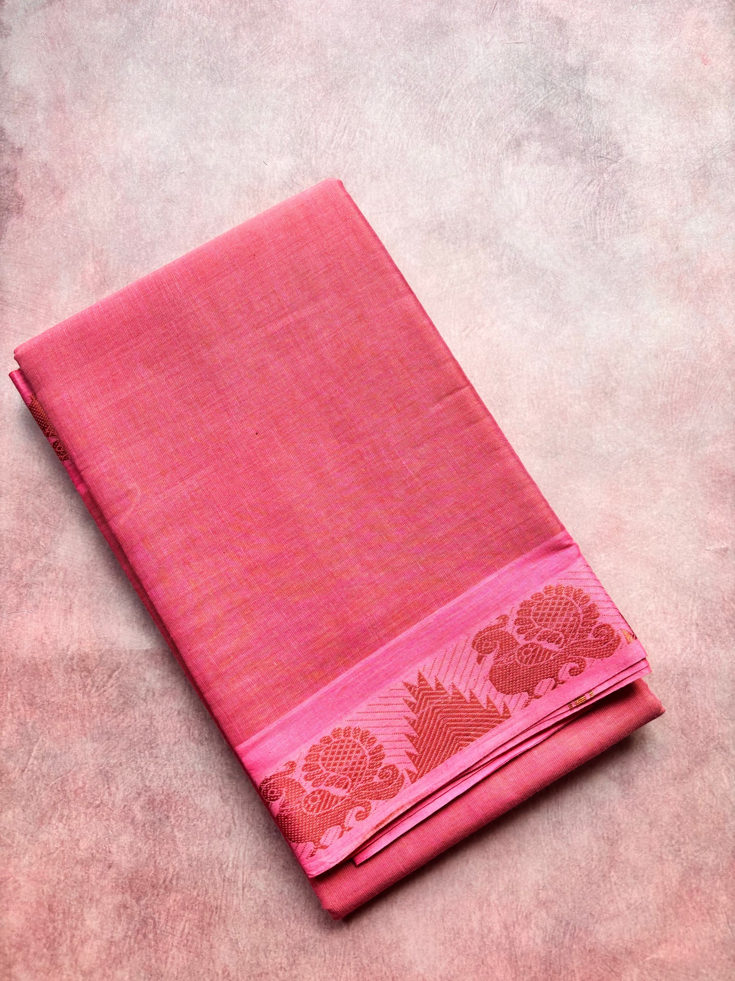 Pink tissue sungudi saree