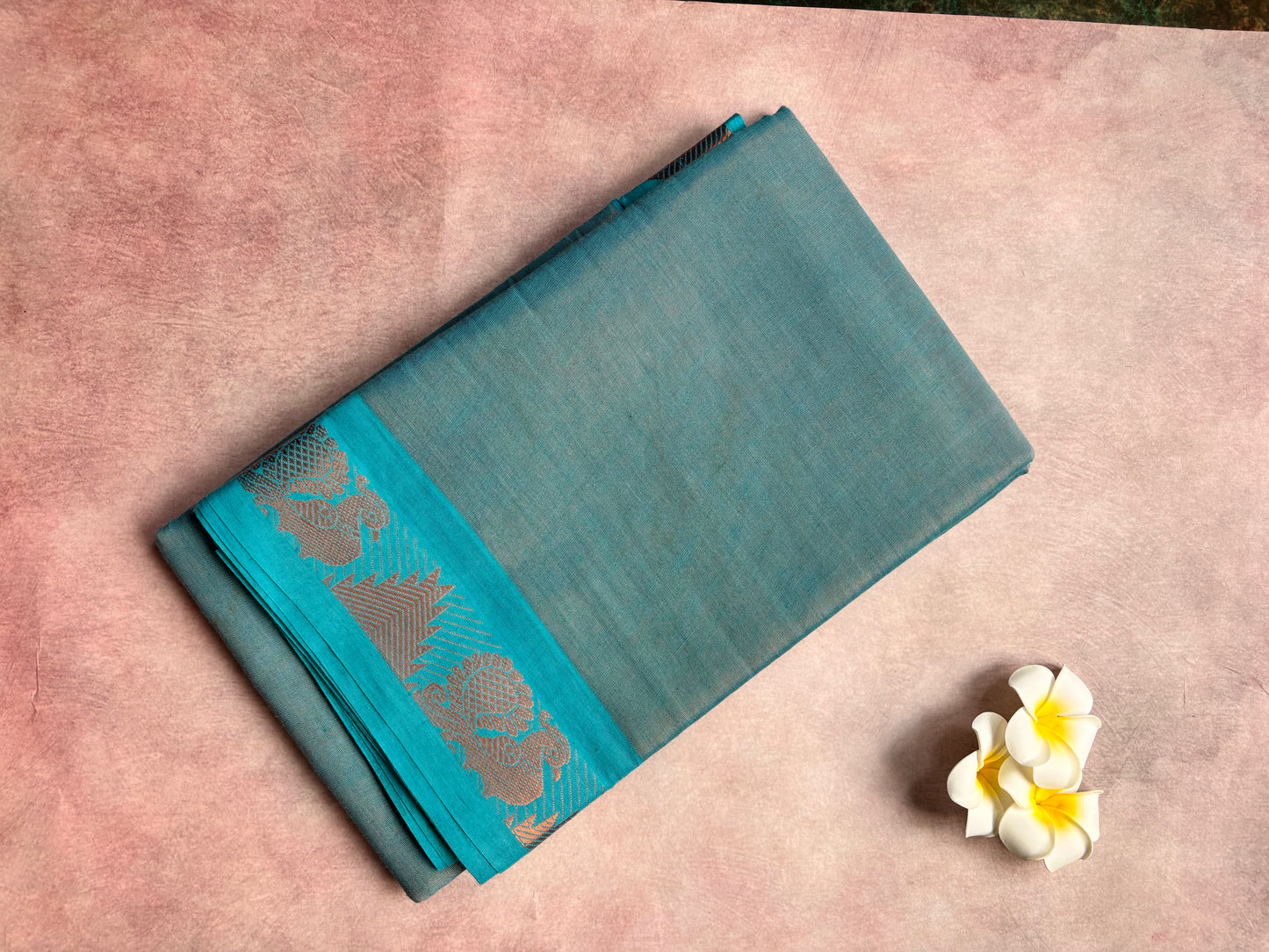 Sky blue tissue sungudi saree