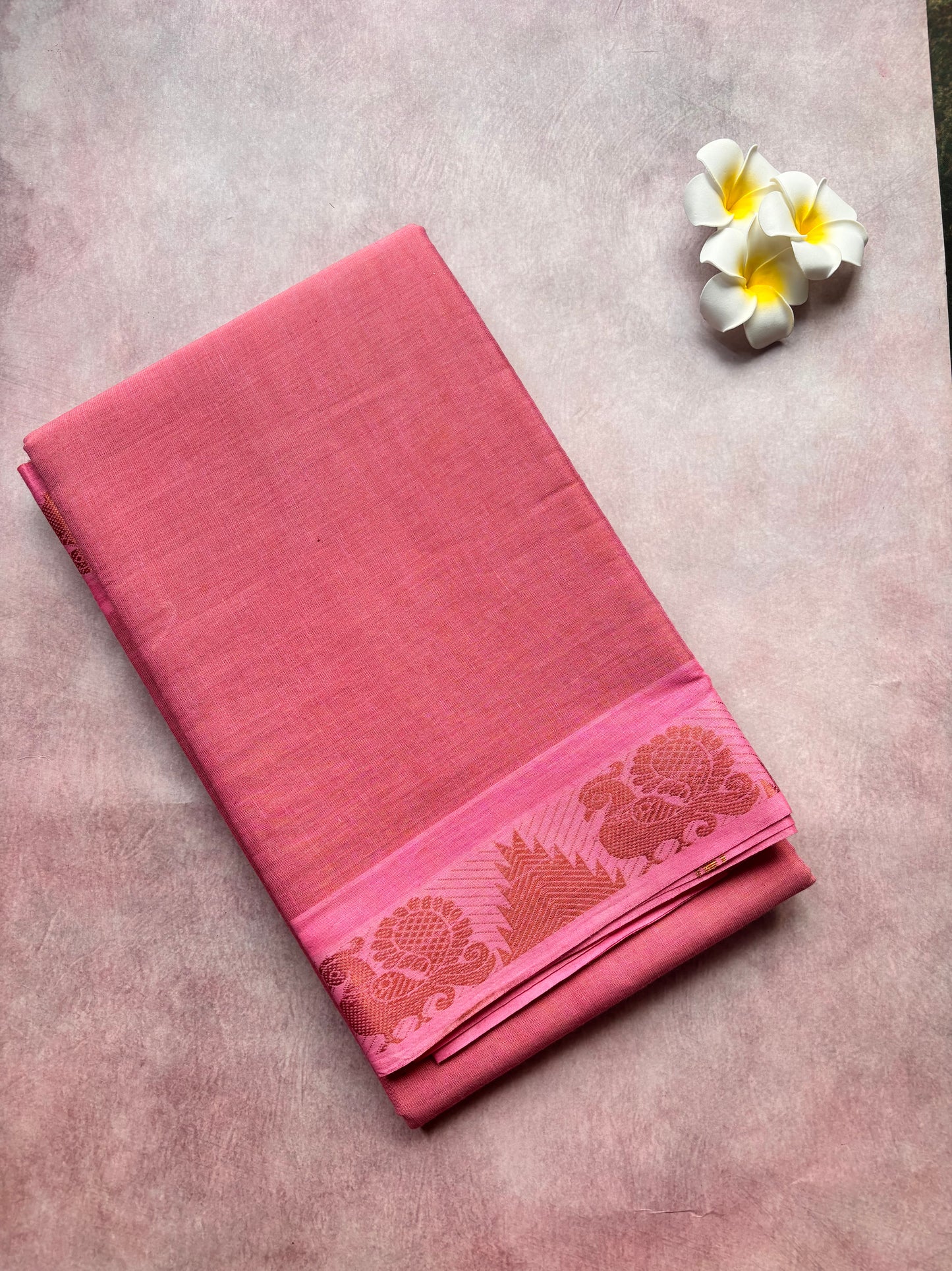 Pink tissue sungudi saree