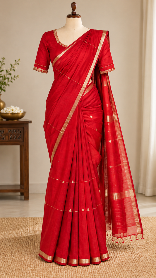 Pure Silk Saree Red | TLL349