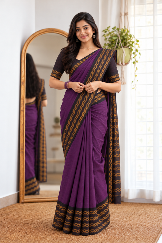 Plain Sungudi Cotton Saree Purple | TLL309