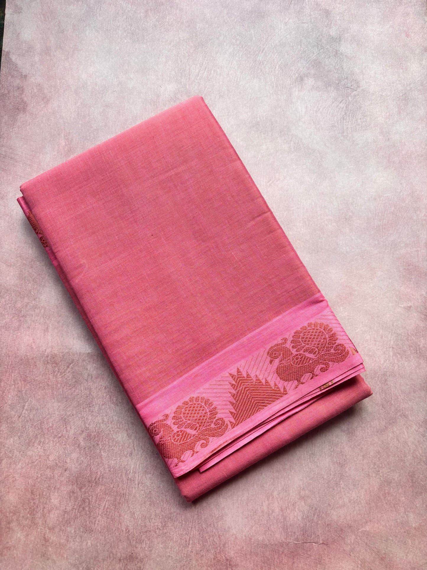 Pink tissue sungudi saree