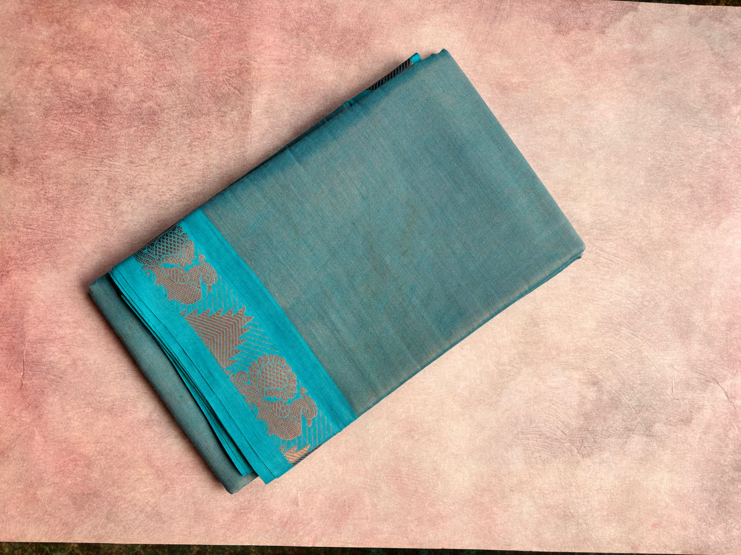 Sky blue tissue sungudi saree