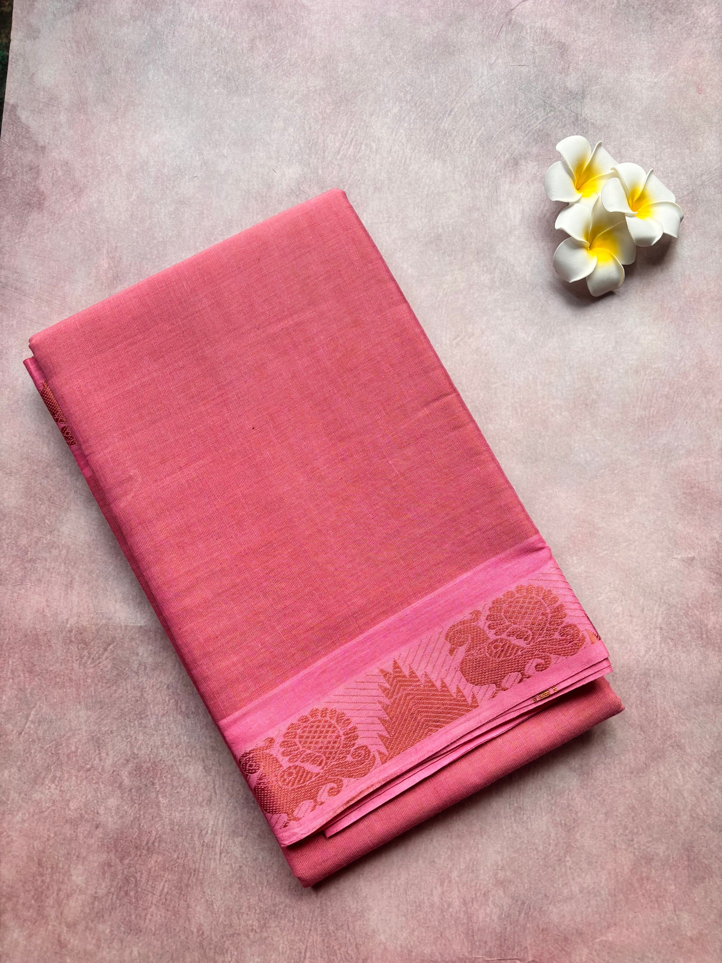 Pink tissue sungudi saree