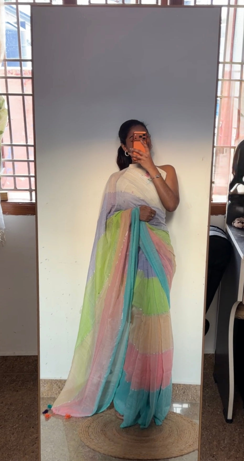 Multicolour Mulmul Saree | prebook | TLL166