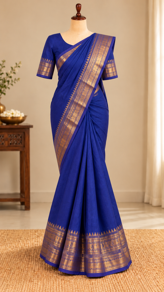 Kanchi Cotton Saree Royal Blue | TLL261