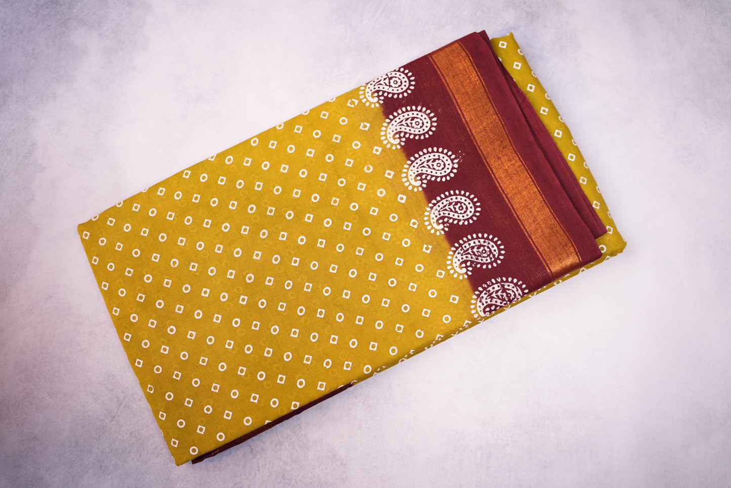 Traditional Sungudi Saree – Mehendi Green with Printed Round Design and Blouse