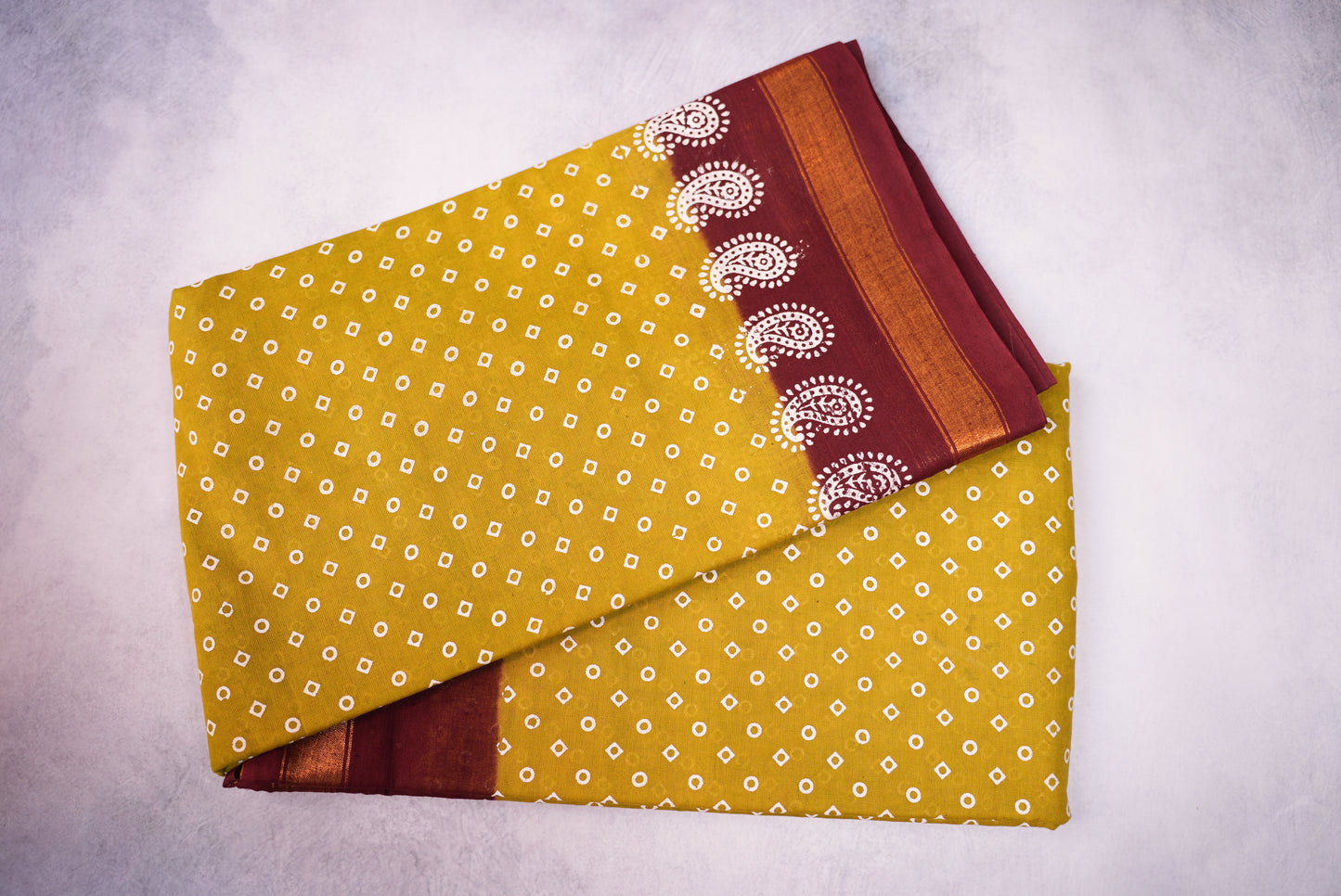 Traditional Sungudi Saree – Mehendi Green with Printed Round Design and Blouse