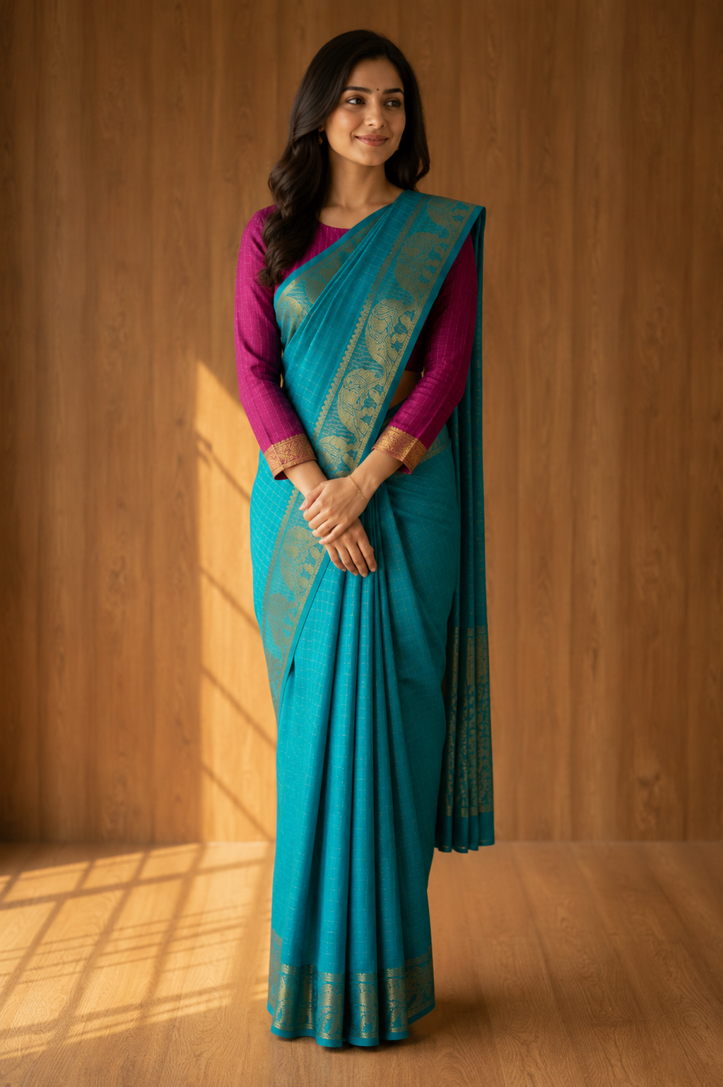 sungudi cotton self checked saree