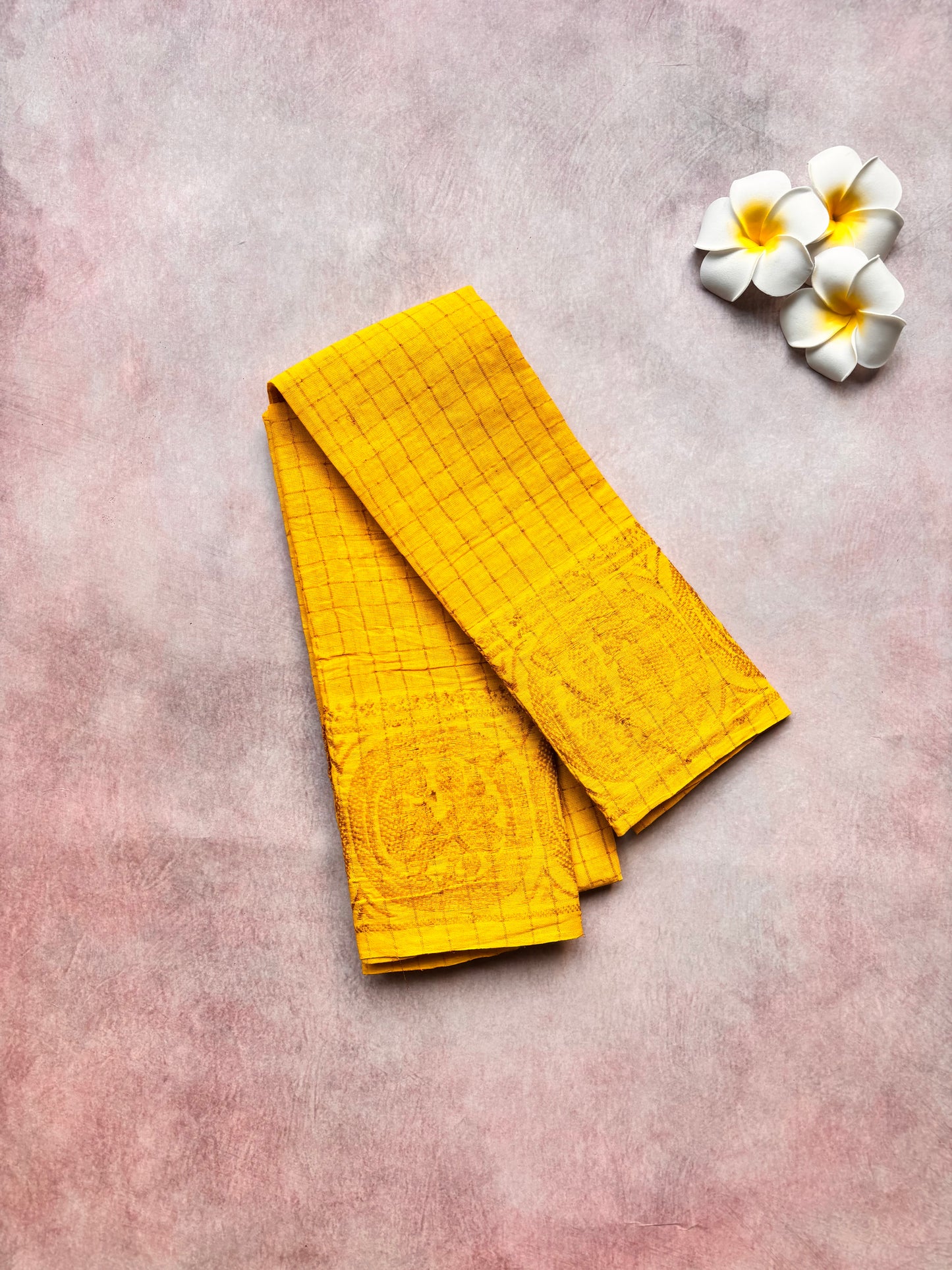 Authentic Sungudi Cotton Saree – Greenish Teal & Lemon Yellow Long Zari Border (With Blouse)