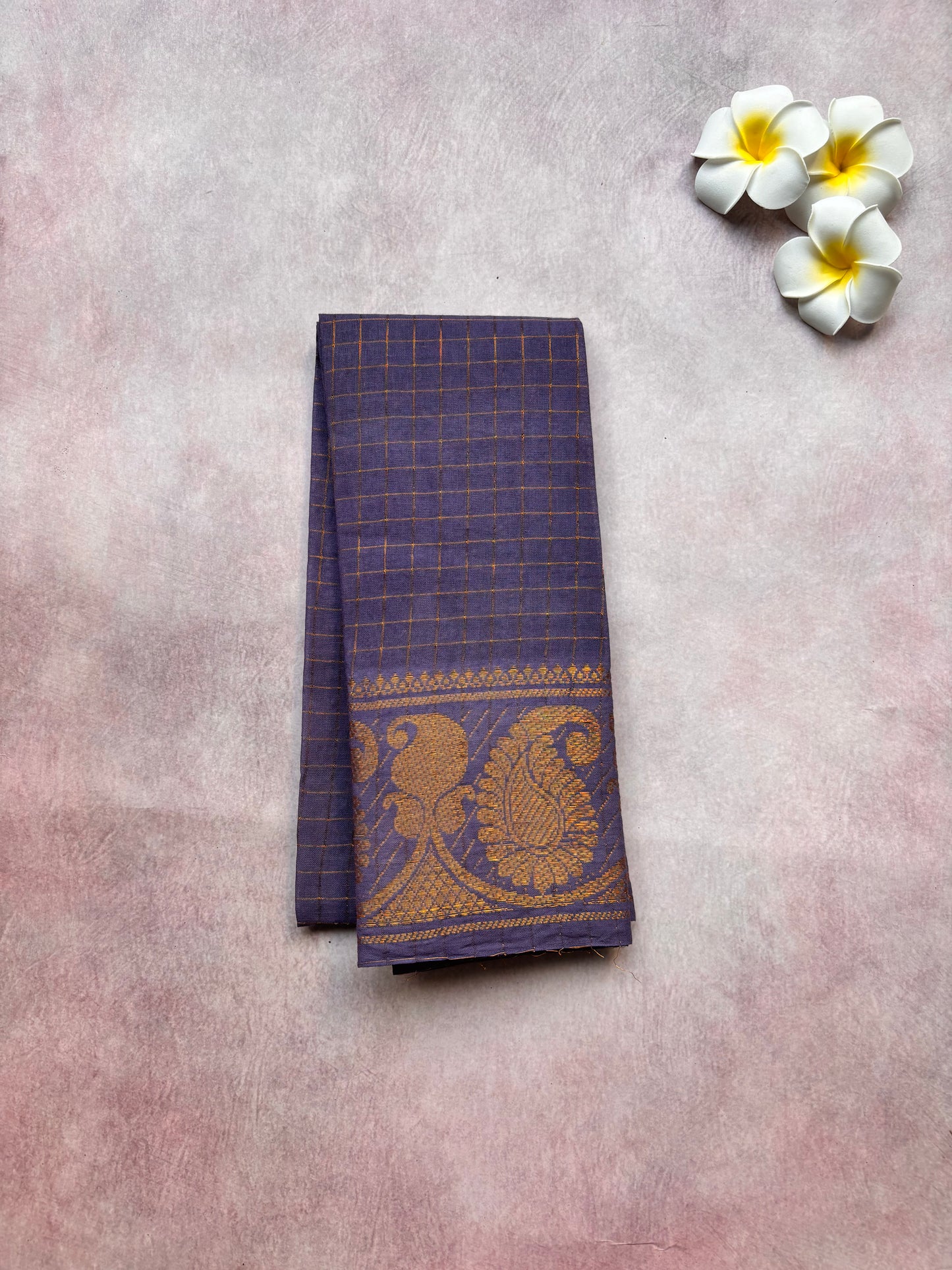 Authentic Sungudi Cotton Saree - Red Sungudi Cotton Saree with Blue-Grey Long Border with blouse